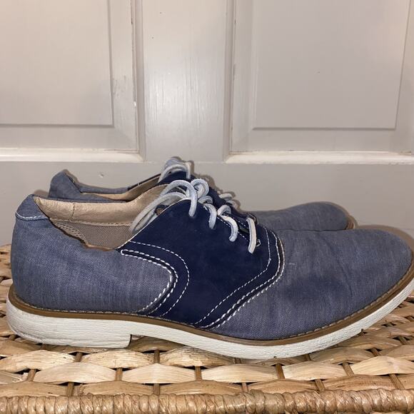 SPERRY Men Sz 8.5 Top Sider Boat Ox Saddle Oxfords Shoes Blue Linen Laceup main image 6